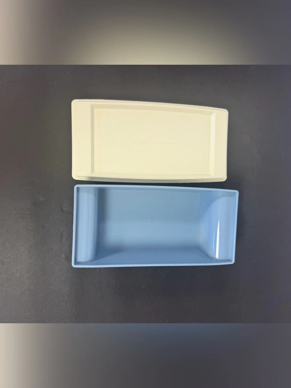 Vintage Tupperware 1512-3 Butter Dish Covered Container Blue & White Made in USA